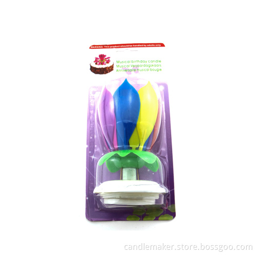 lotus shape music opening musical birthday flower candle